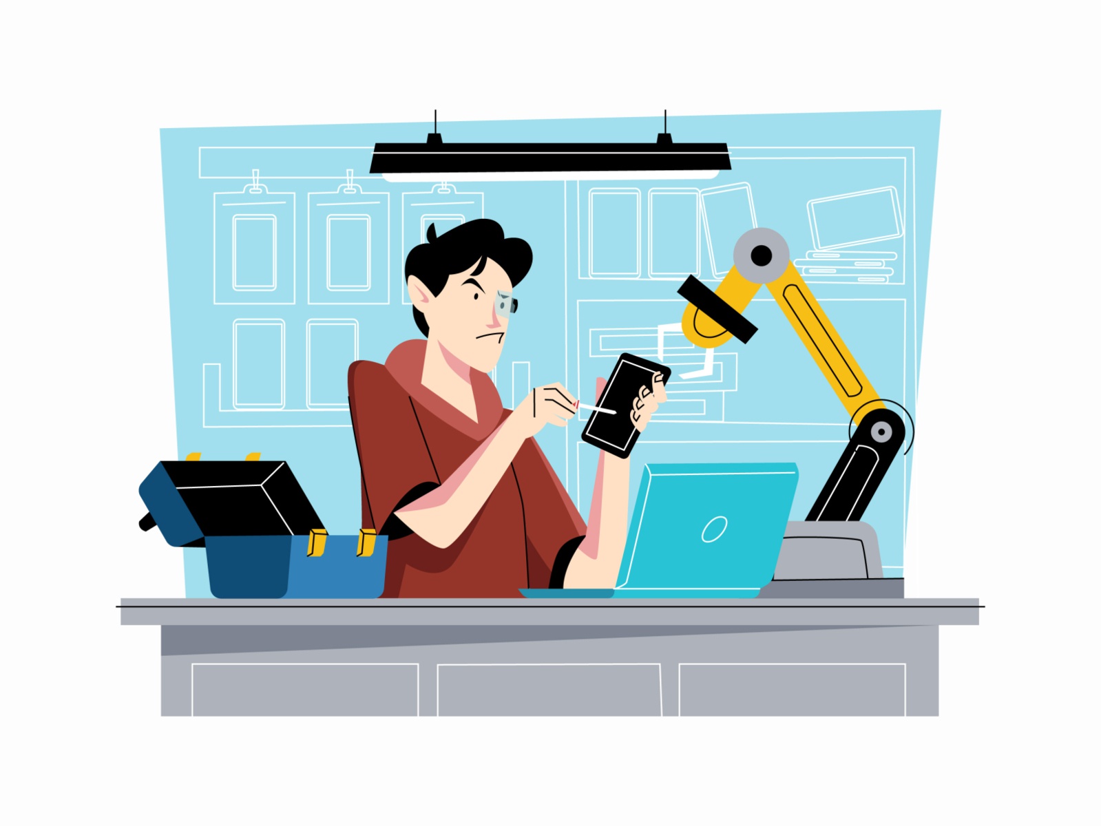 Mobile Fixing Illustration cartooning cartoon character design charact.jpg