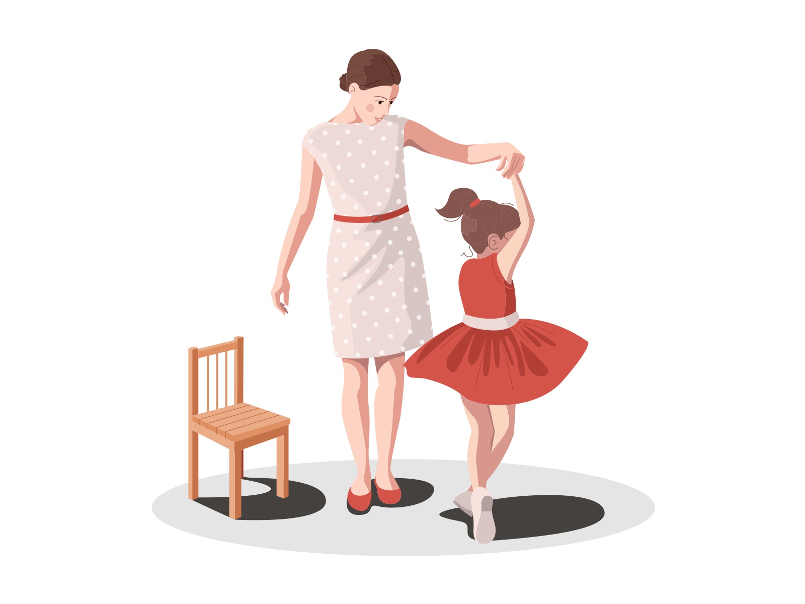 Mother daughter dance illustration cartooning cartoon character design.jpg