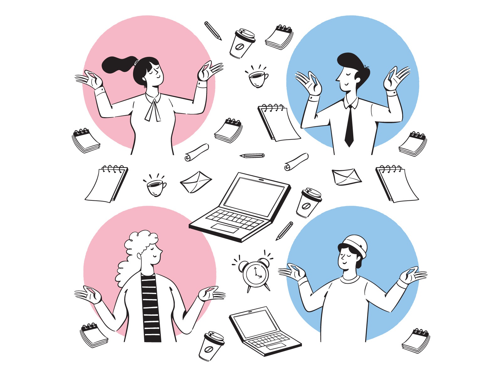 Office Work Doodles vector illustration vector download illustrator ve.jpg