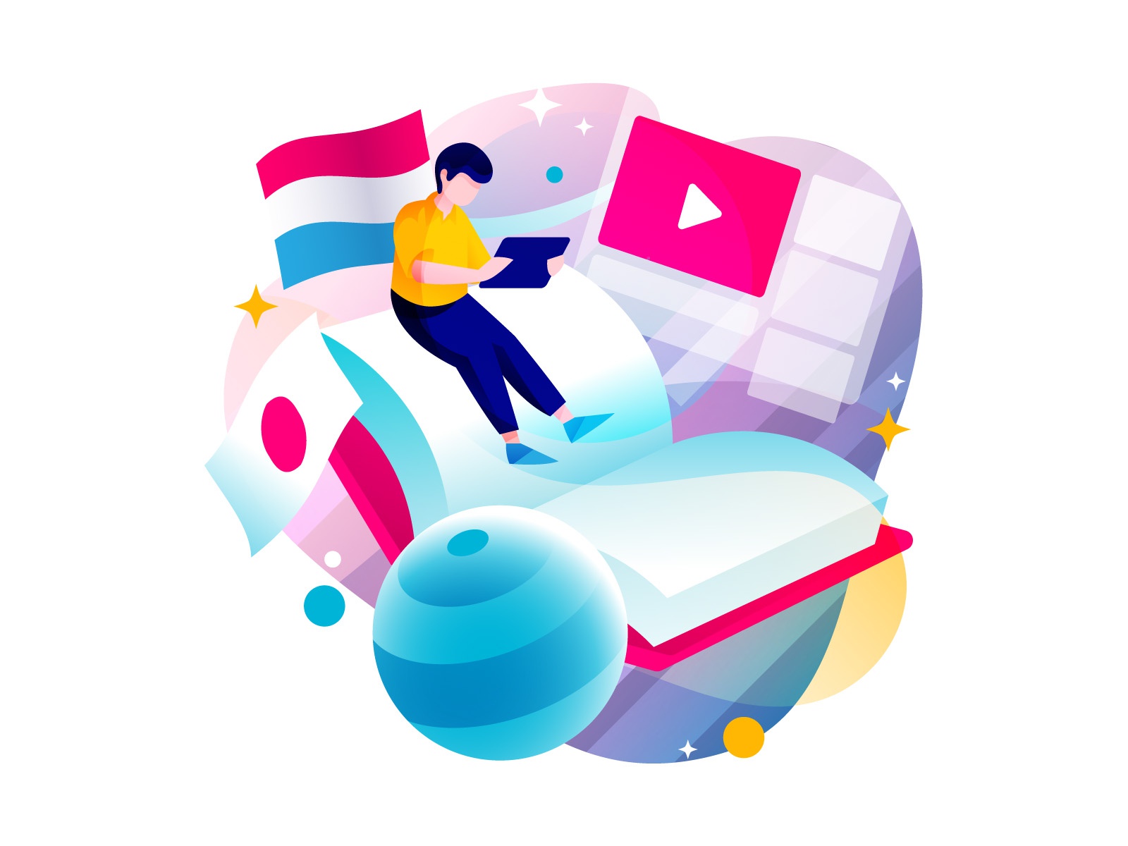 Online Language Course design cartoon vector vector design illustrator.jpg