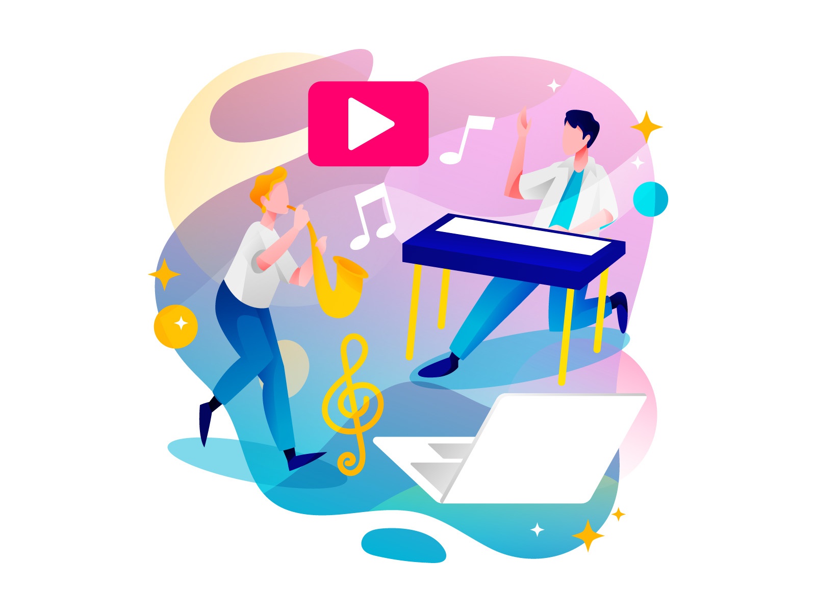 Online Music Course design cartoon vector vector design illustrator ve.jpg