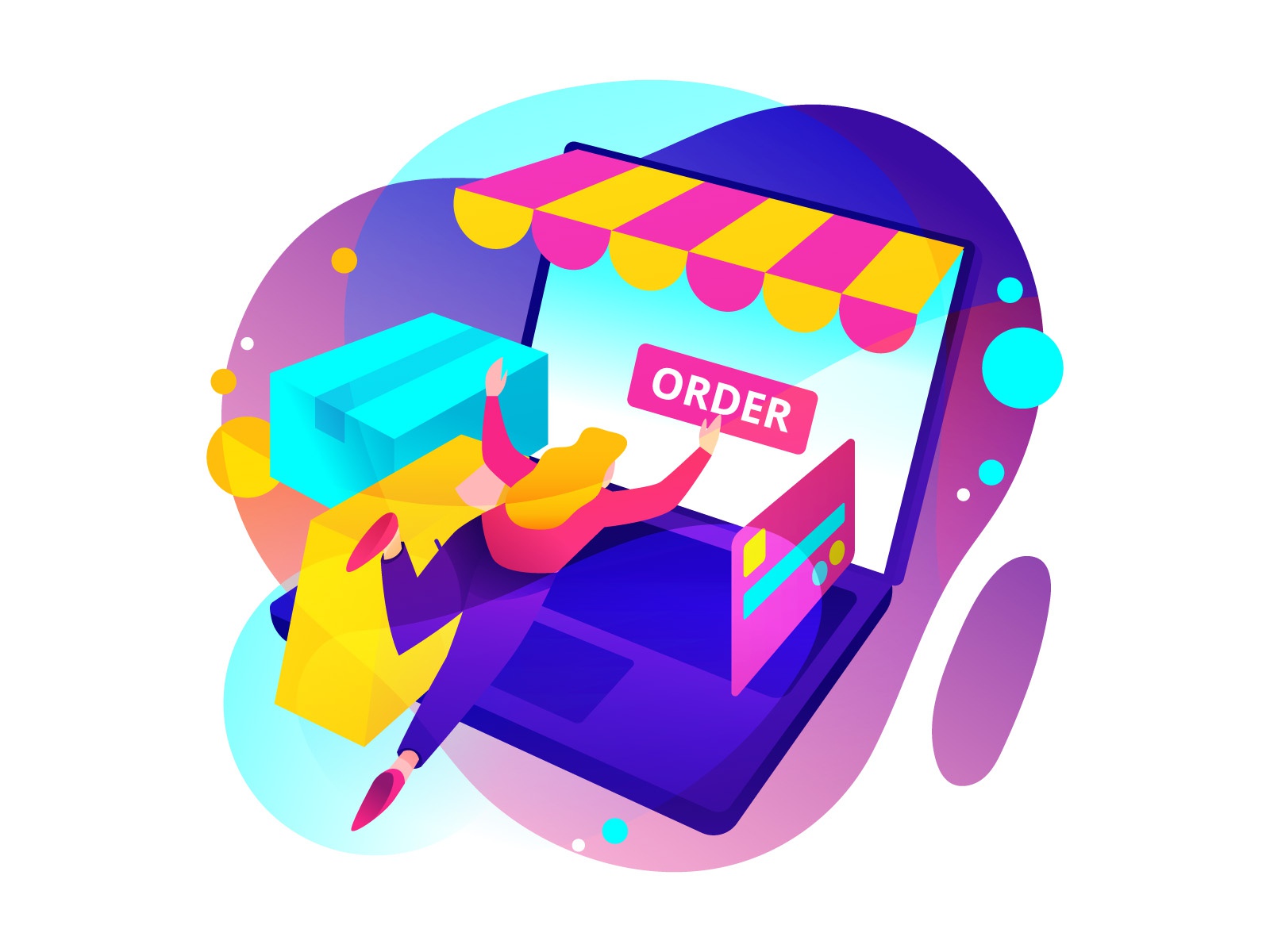 Online Order logo design cartooning vector vector design illustrator v.jpg
