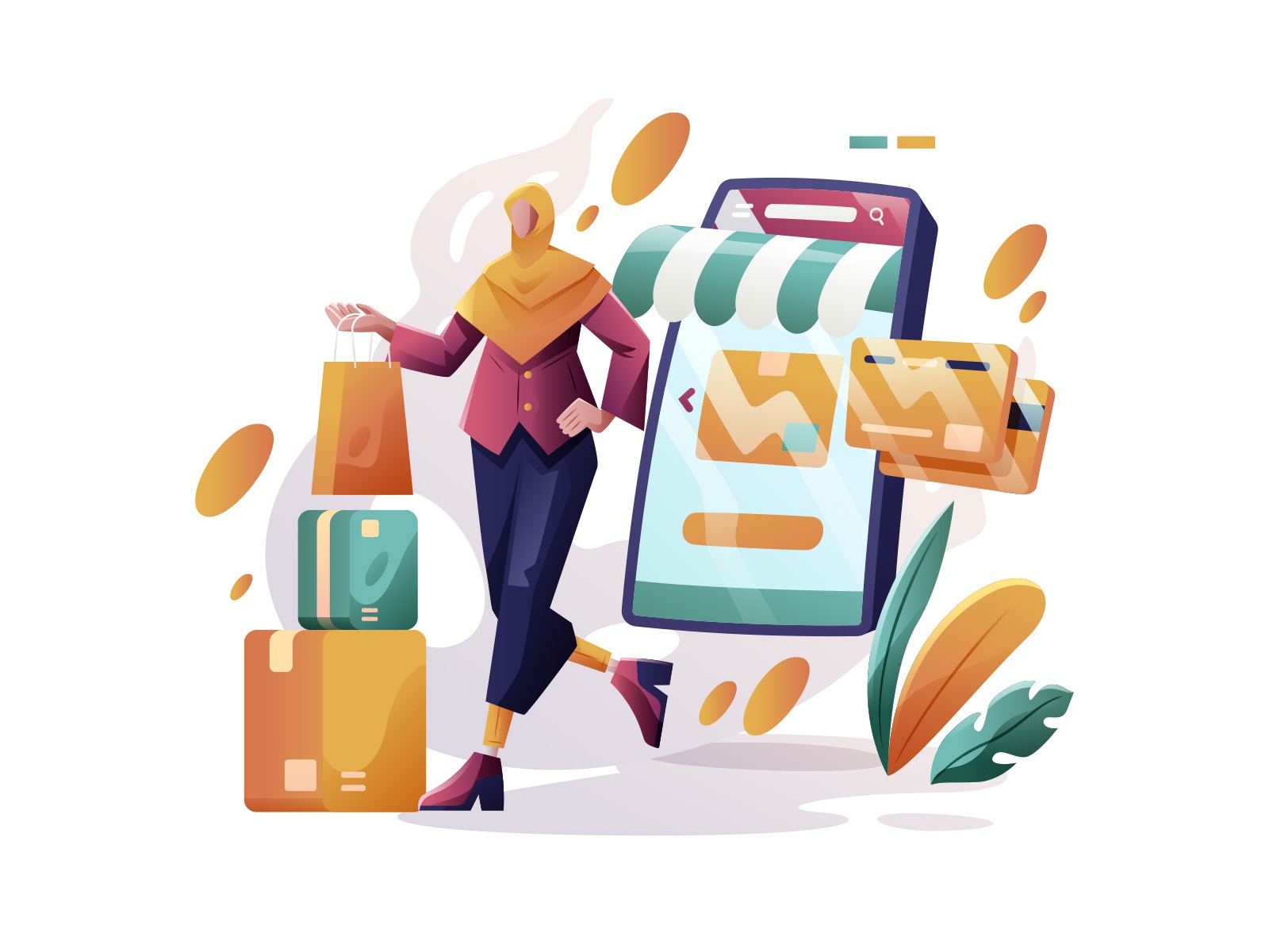 Online Shopping Illustration design cartoon vector vector design illus.jpg