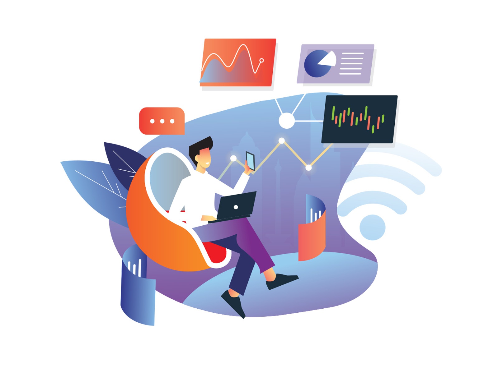 Online trading Illustration cartooning cartoon character design charac.jpg