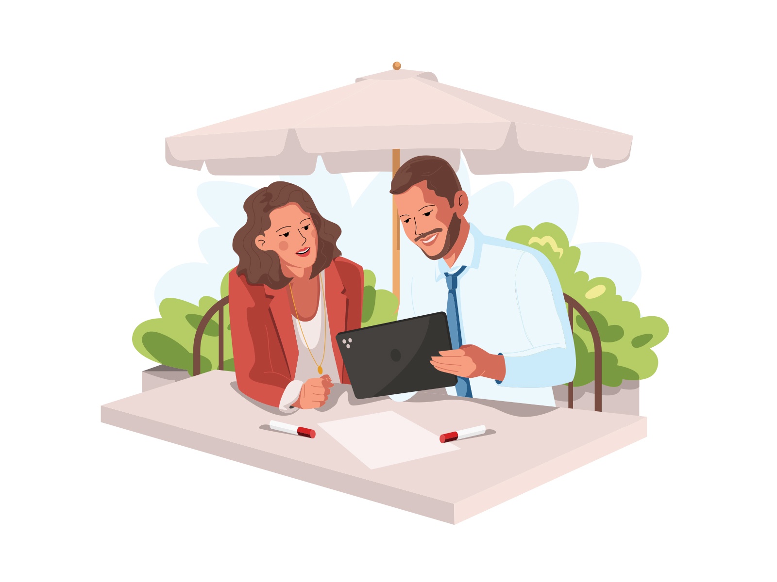 Outdoor meeting illustration cartooning cartoon character design chara.jpg