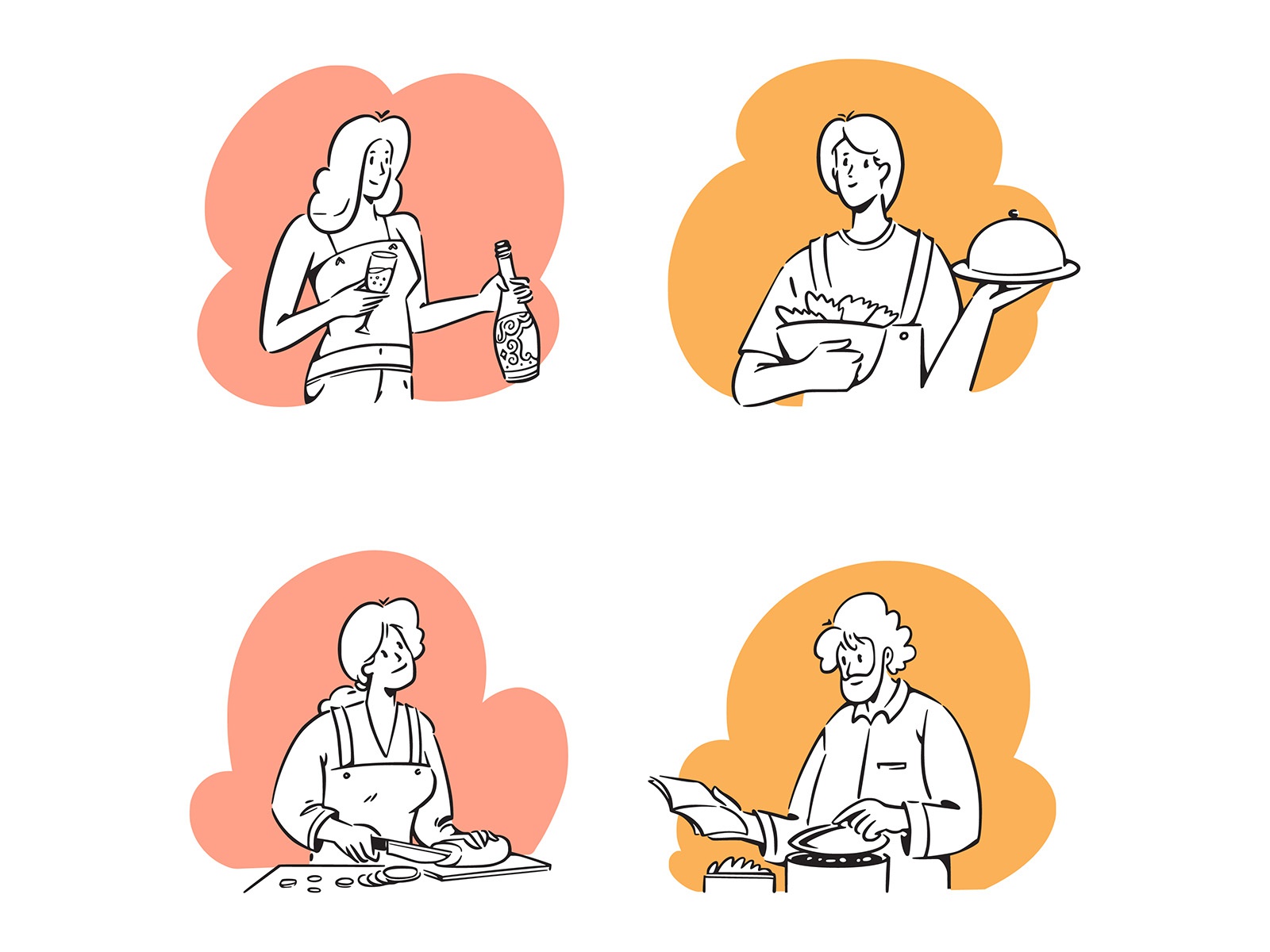 People Cooking Doodle cartooning cartoon character design character il.jpg