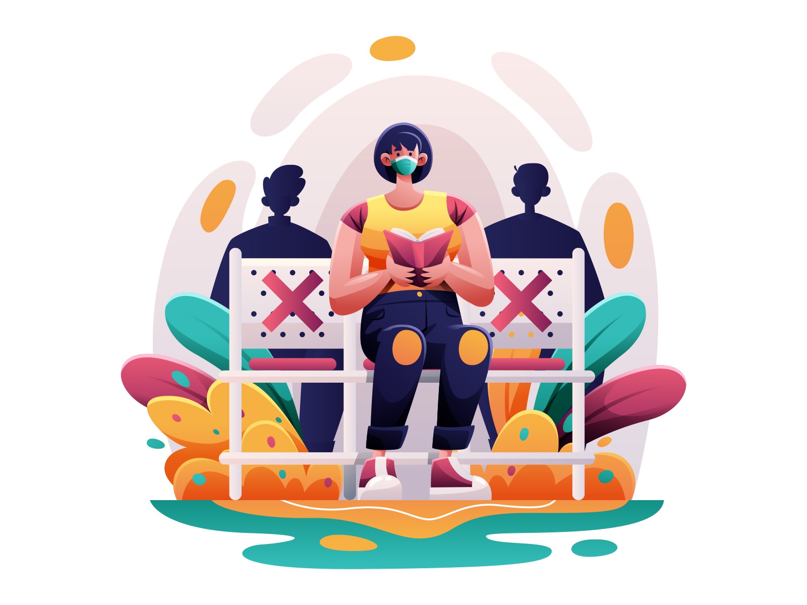 Physical Distancing Illustration cartooning cartoon character design c.jpg