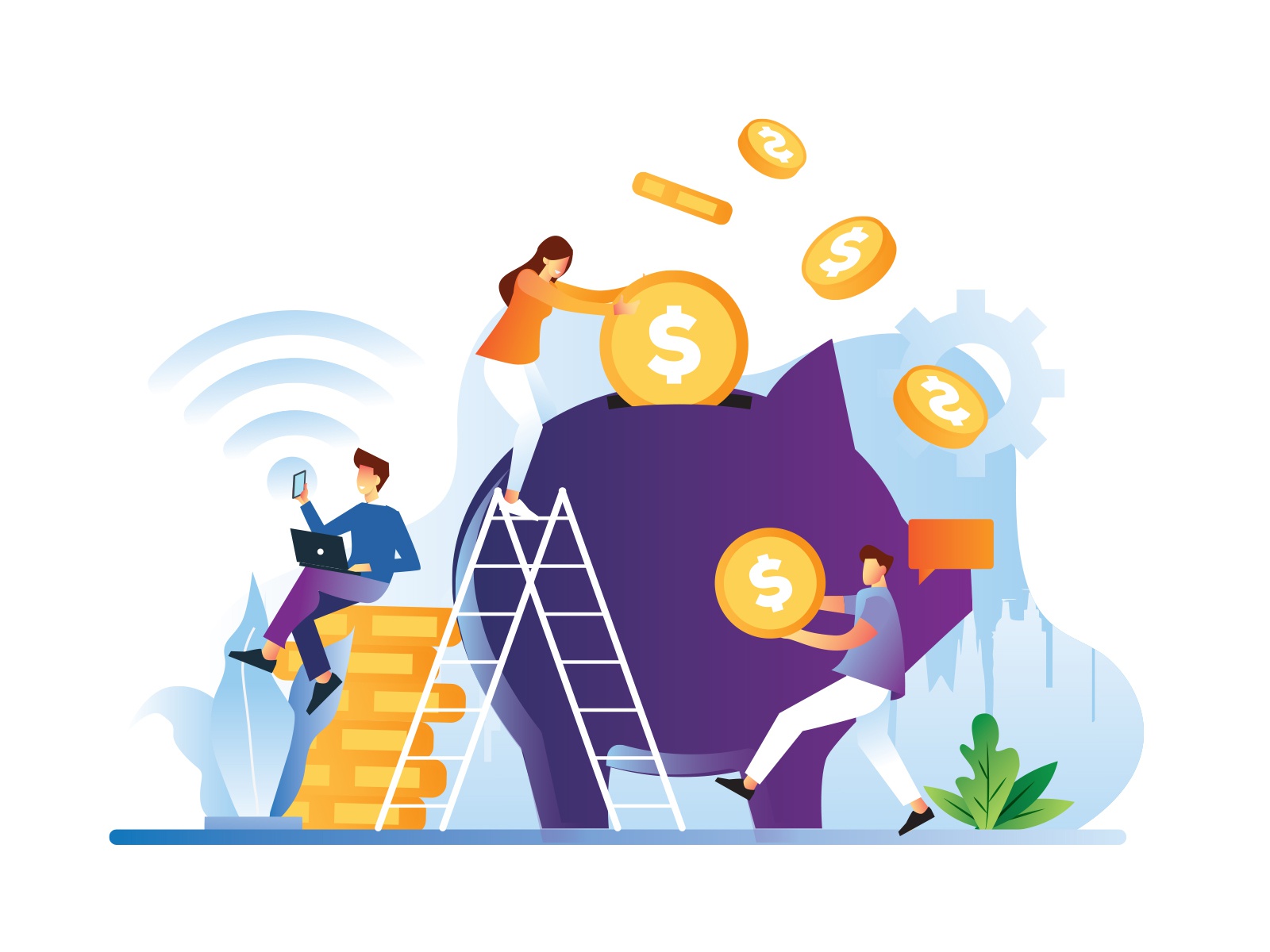 Piggy bank Illustration cartooning cartoon character design character.jpg
