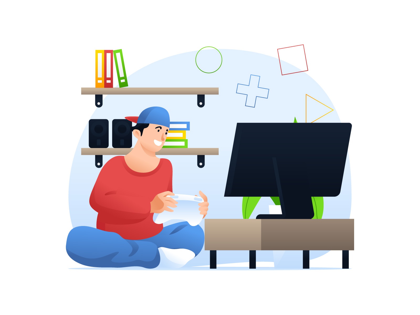 Playing Game Illustration cartooning cartoon character design characte.jpg
