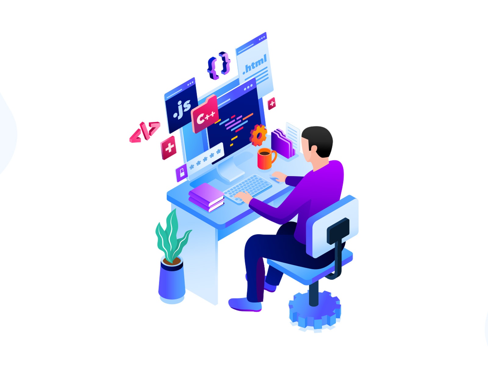 Programmer Illustration design cartoon vector vector design freebie il.jpg