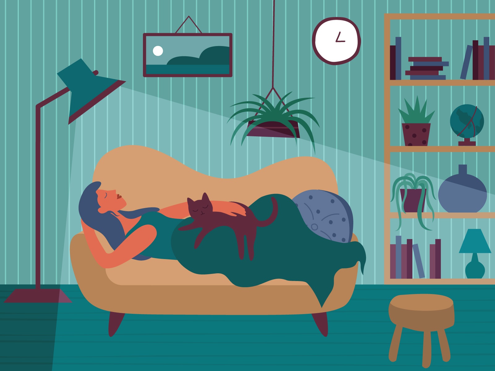 Resting with cat cartooning cartoon character design character illustr.jpg