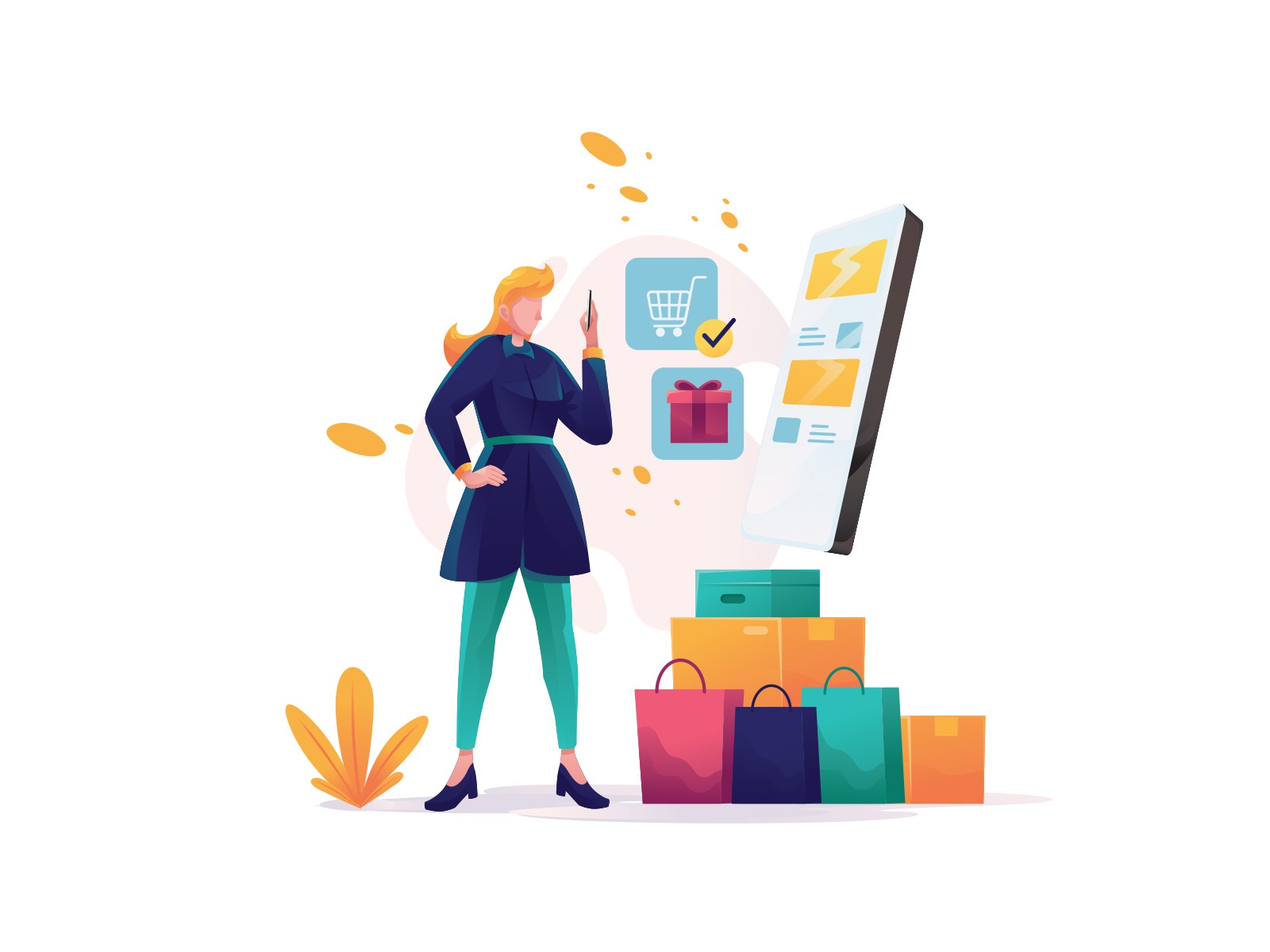 Shopping With Online Shop Illustration design cartooning vector vector.jpg