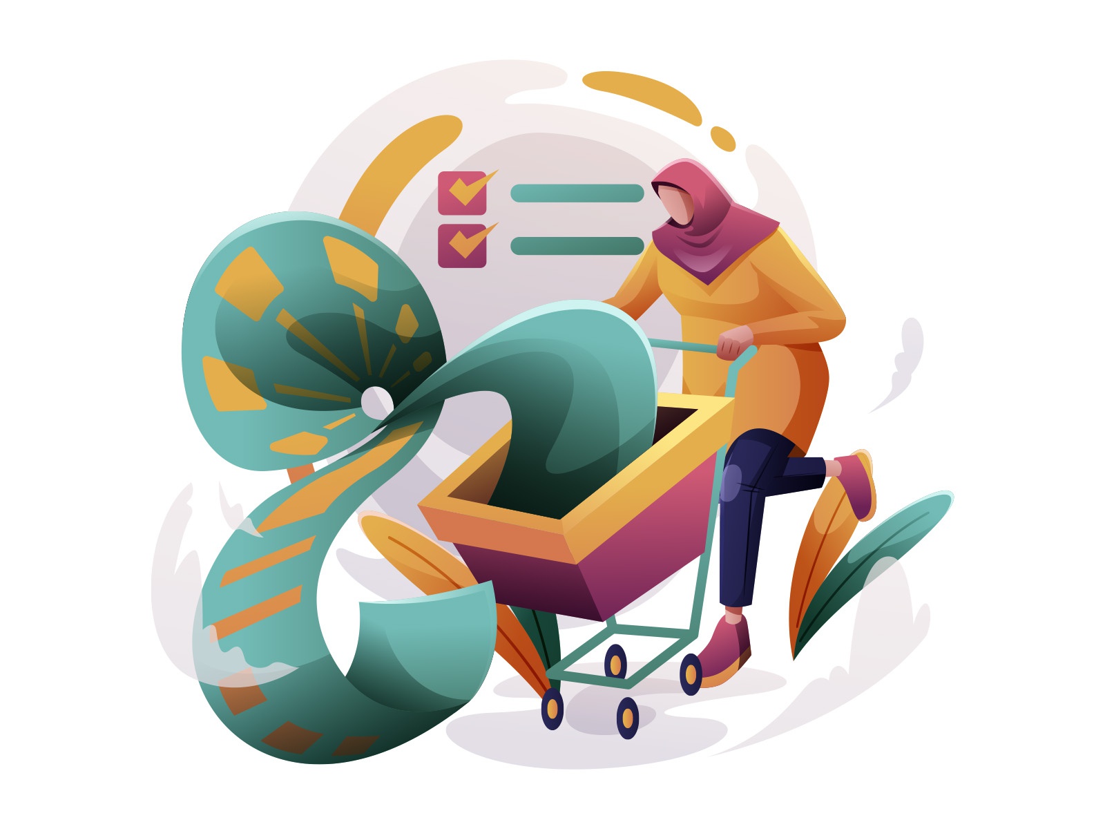 Shopping List Cart Illustration design cartooning vector vector design.jpg