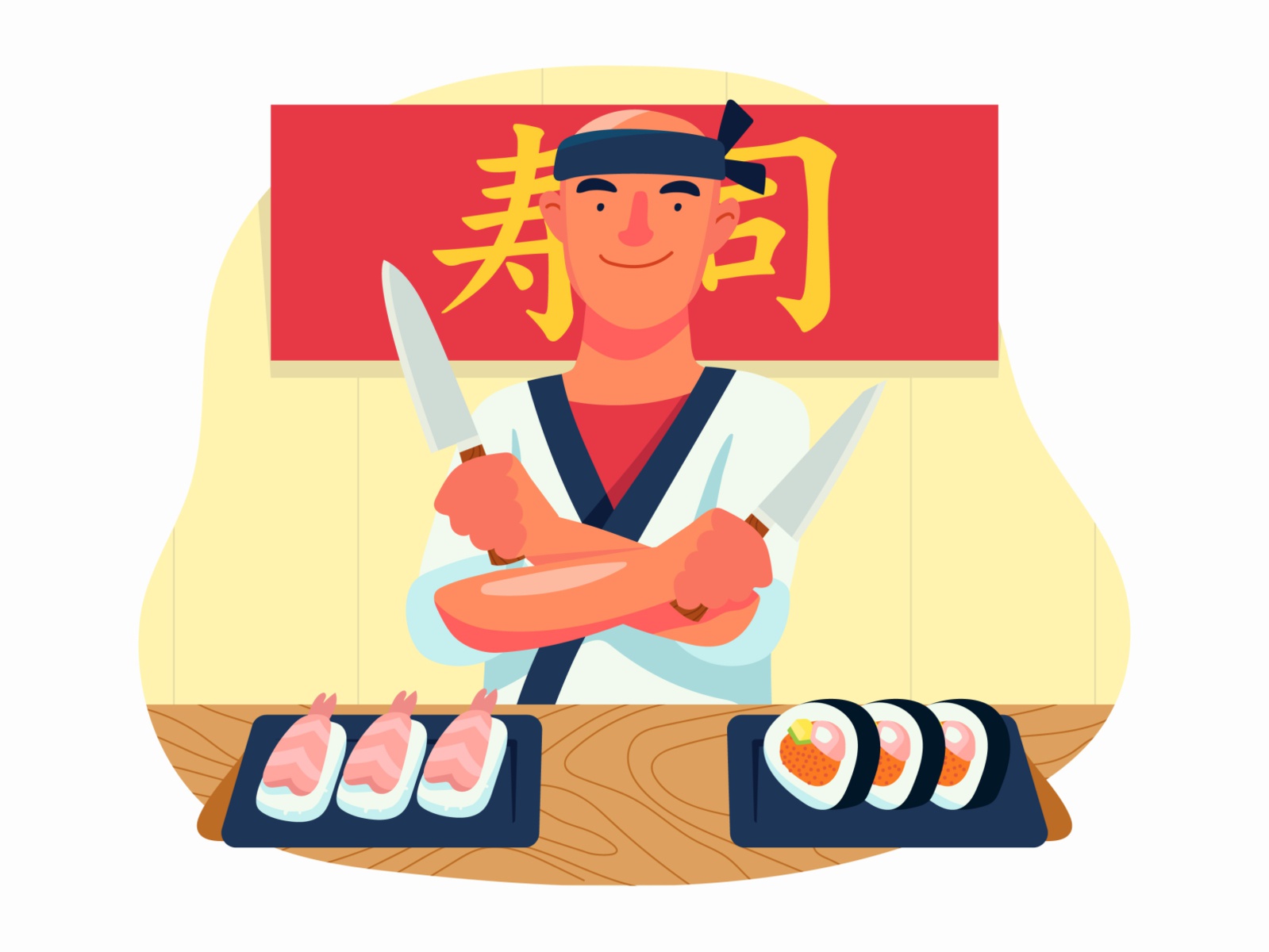Sushi Chef Illustration cartooning cartoon character design character.jpg