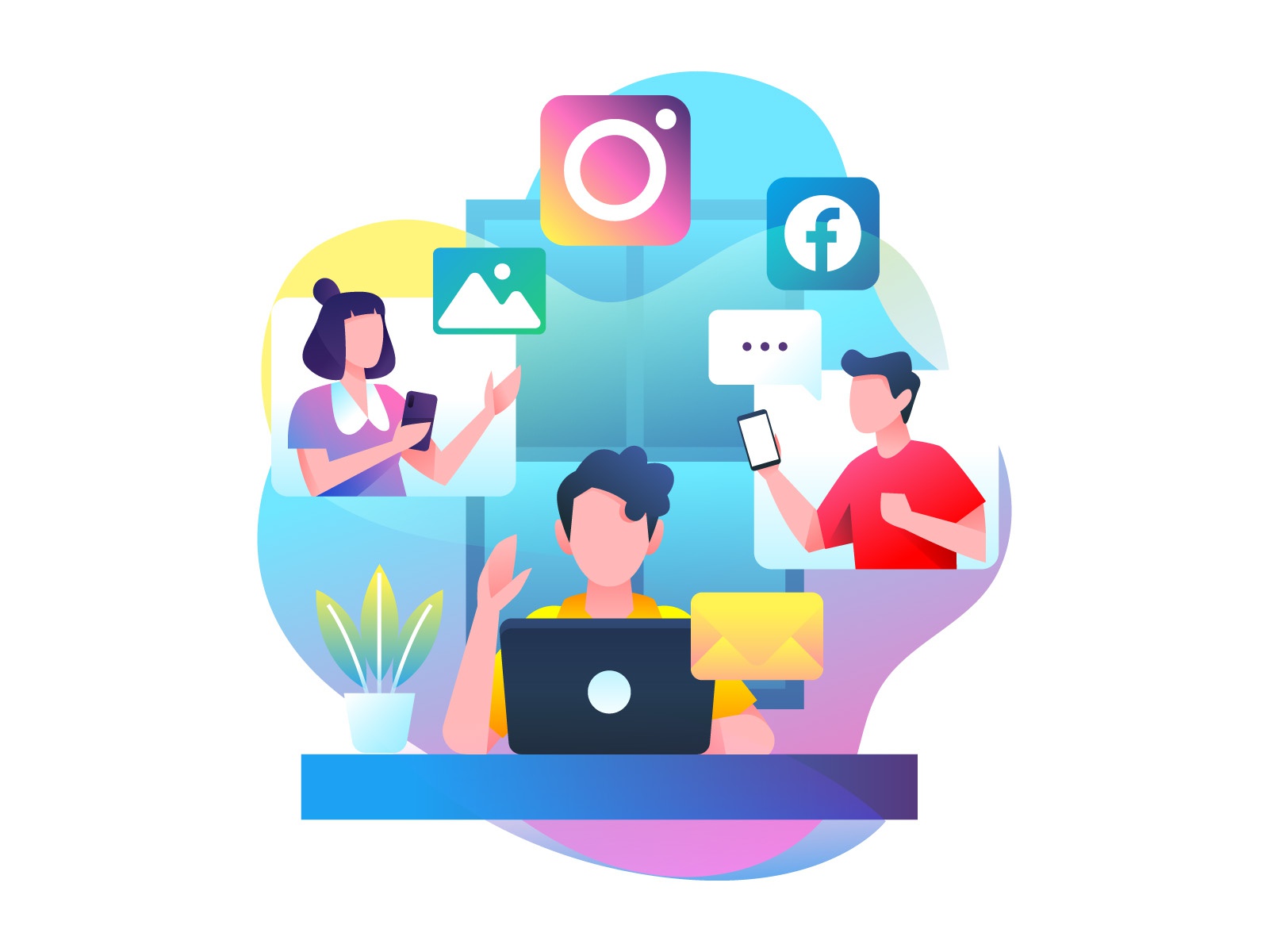 Teleconference Illustration cartooning cartoon character design charac.jpg