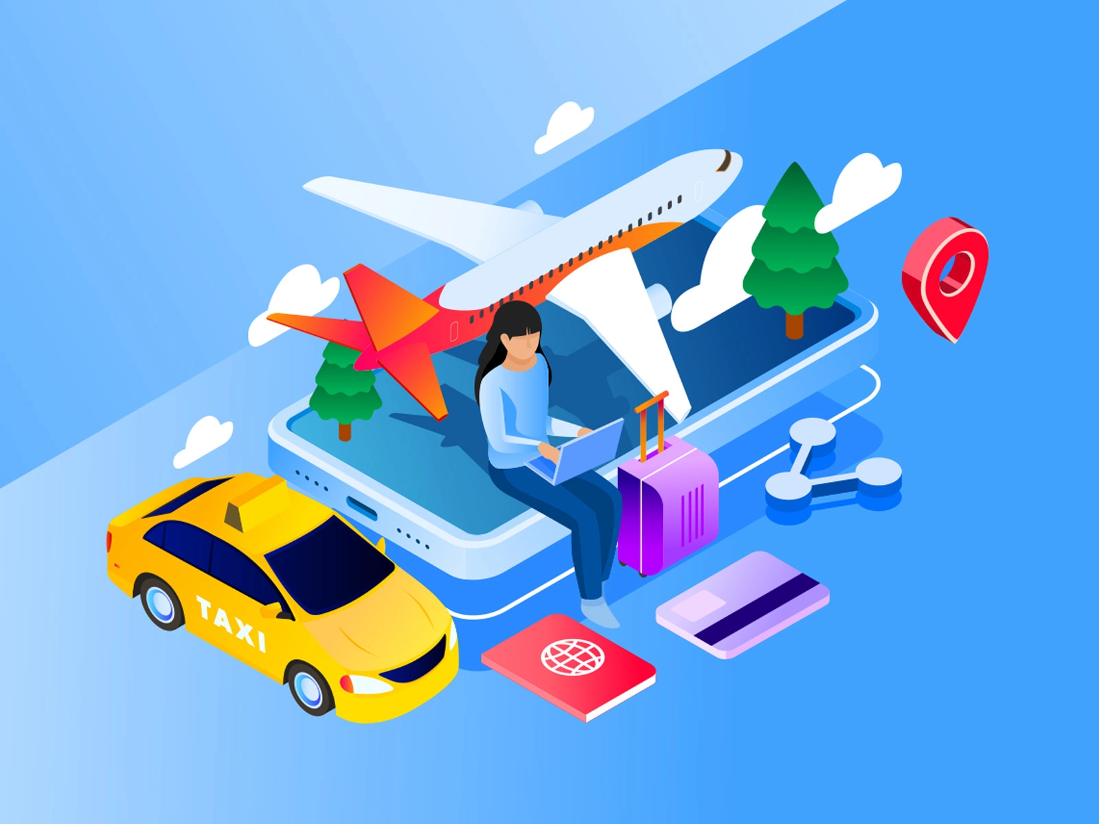 Travel App Illustration design cartooning vector vector design illustr.webp
