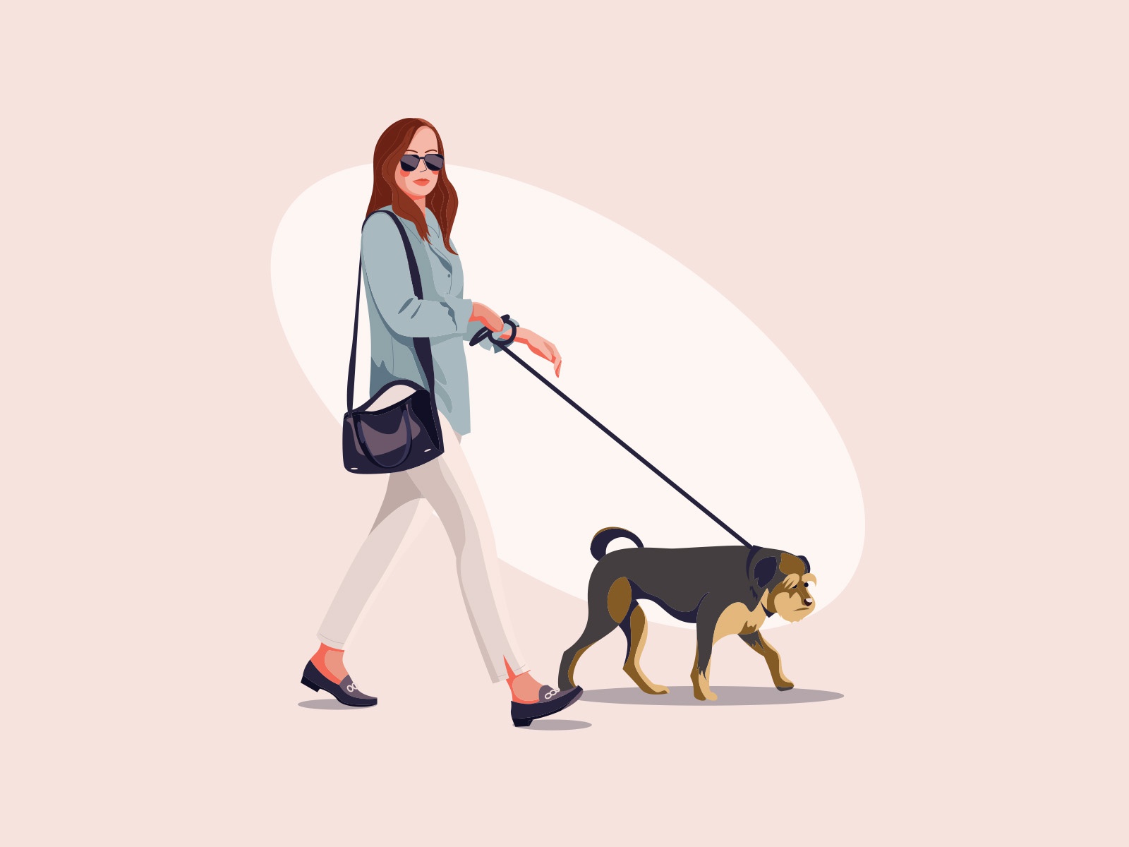 Walking the dog Illustration cartooning cartoon character design chara.jpg