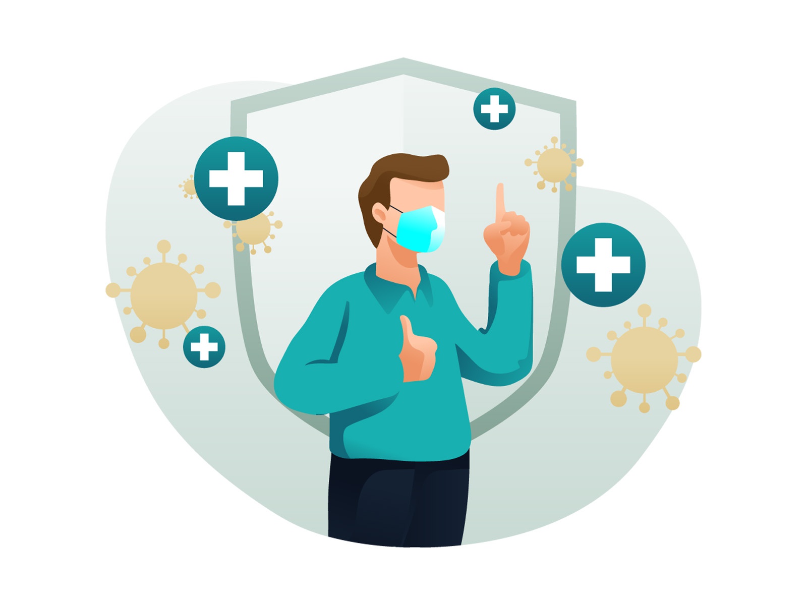 Wearing Mask Illustration cartooning cartoon character design characte.jpg