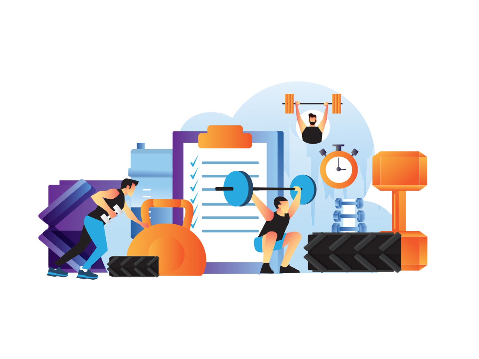 Weight lifting Illustration cartooning cartoon character design charac.jpg