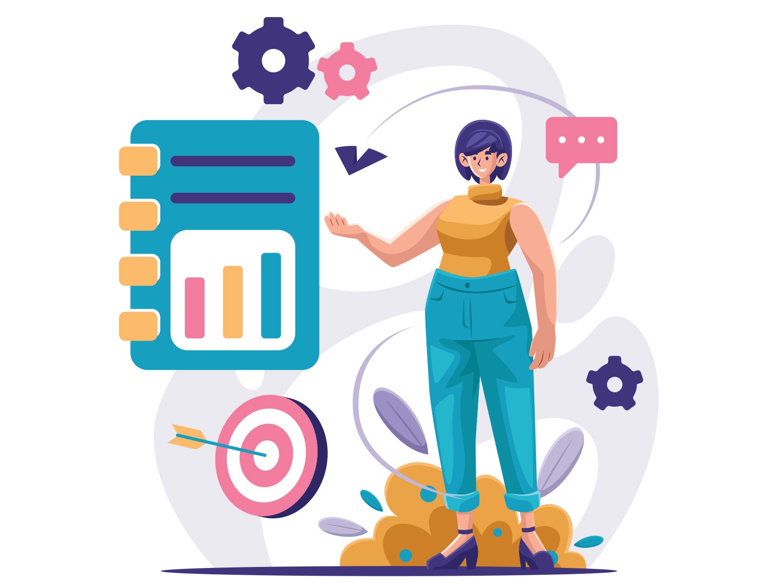 Woman Presenting Business Plan Illustration design cartooning vector v.jpg