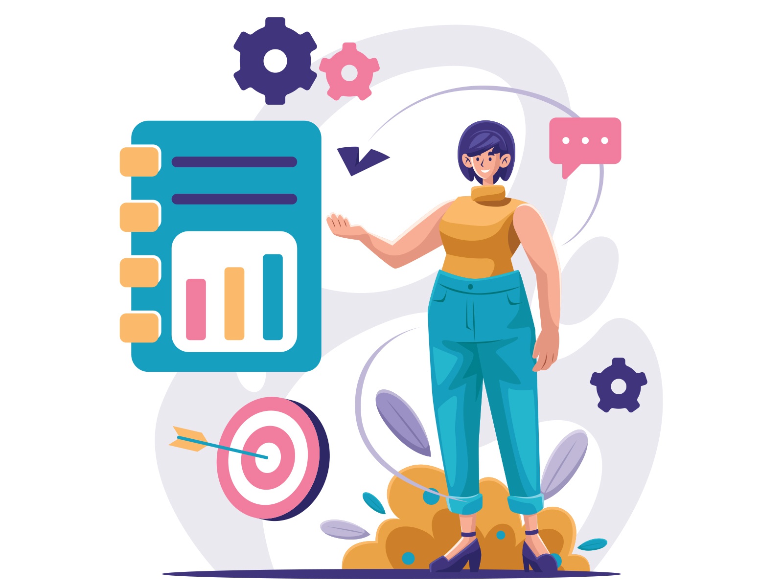 Woman Presenting Business Plan cartooning cartoon character design cha.jpg