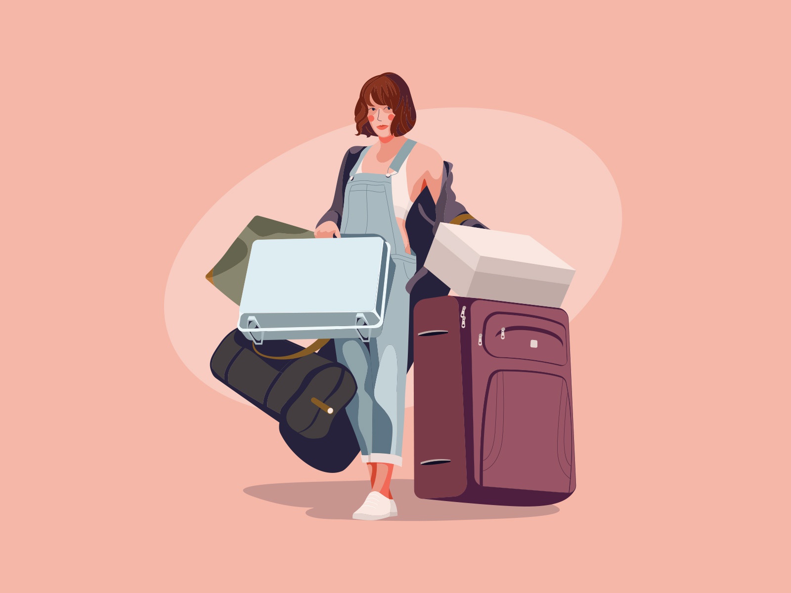 Woman Traveling Illustration cartooning cartoon character design chara.jpg