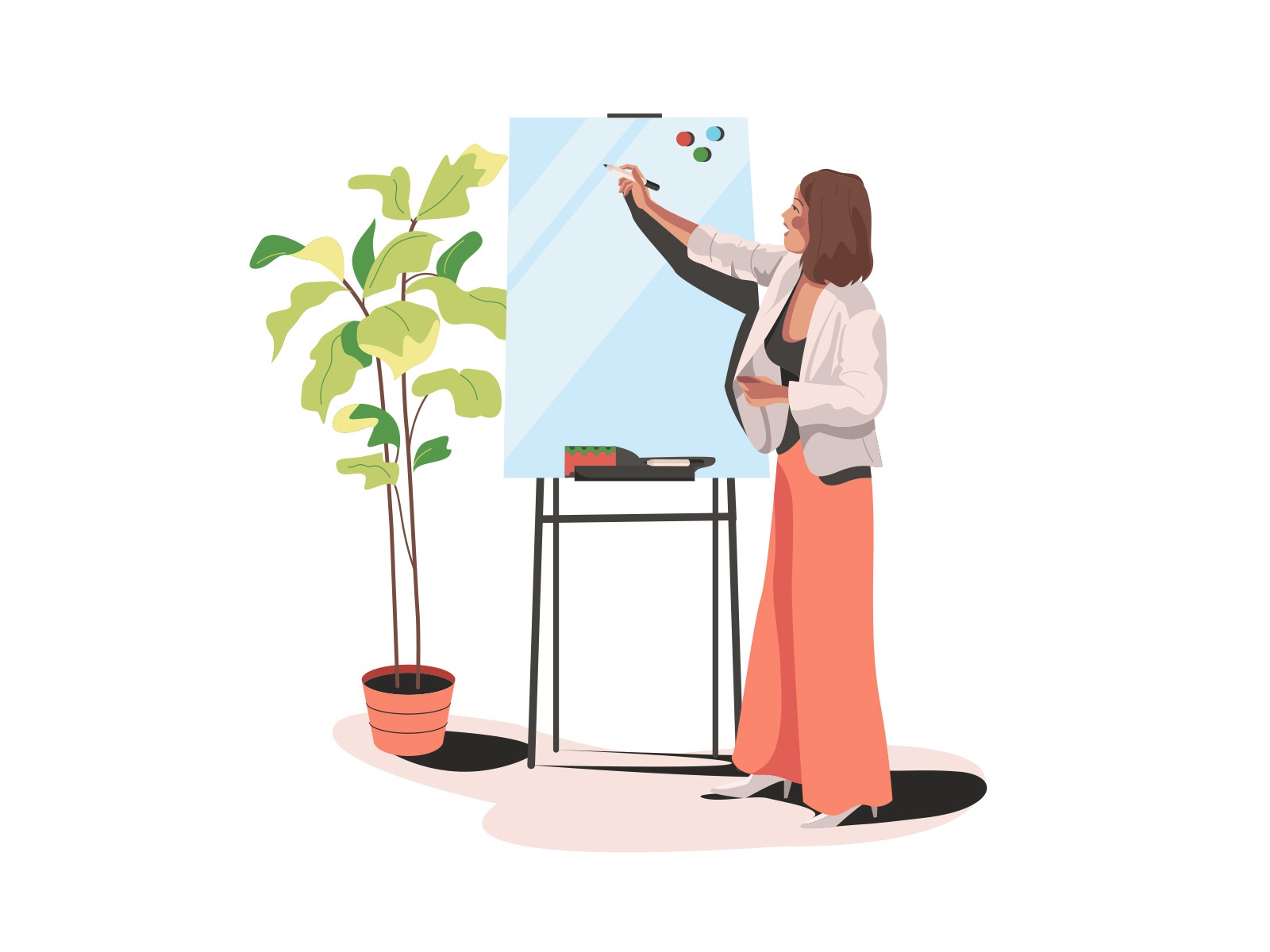 Woman writing on board cartooning cartoon character design character i.jpg
