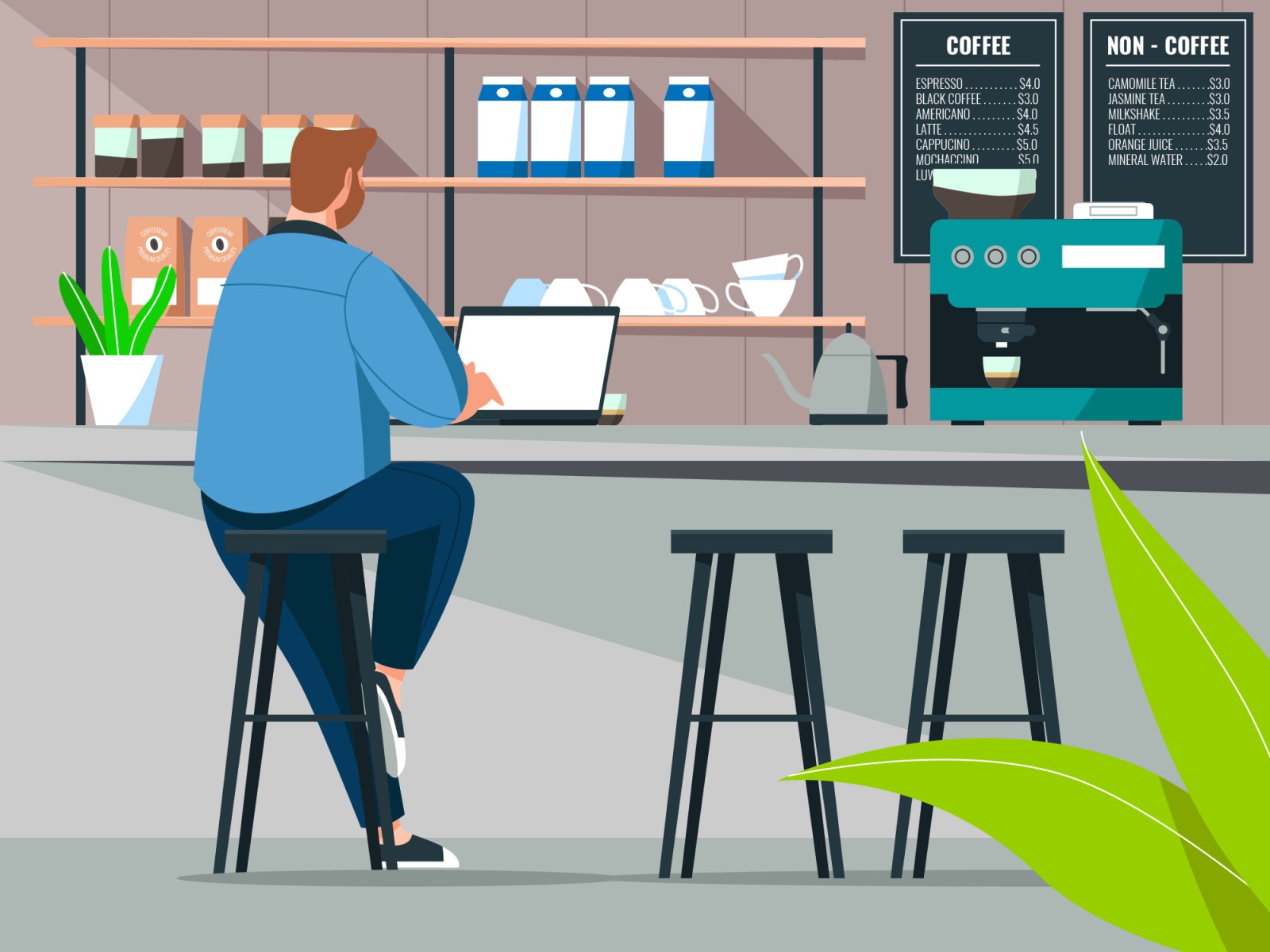 Working at Coffee Shop Illustration template mockup psd vector illustr.jpg