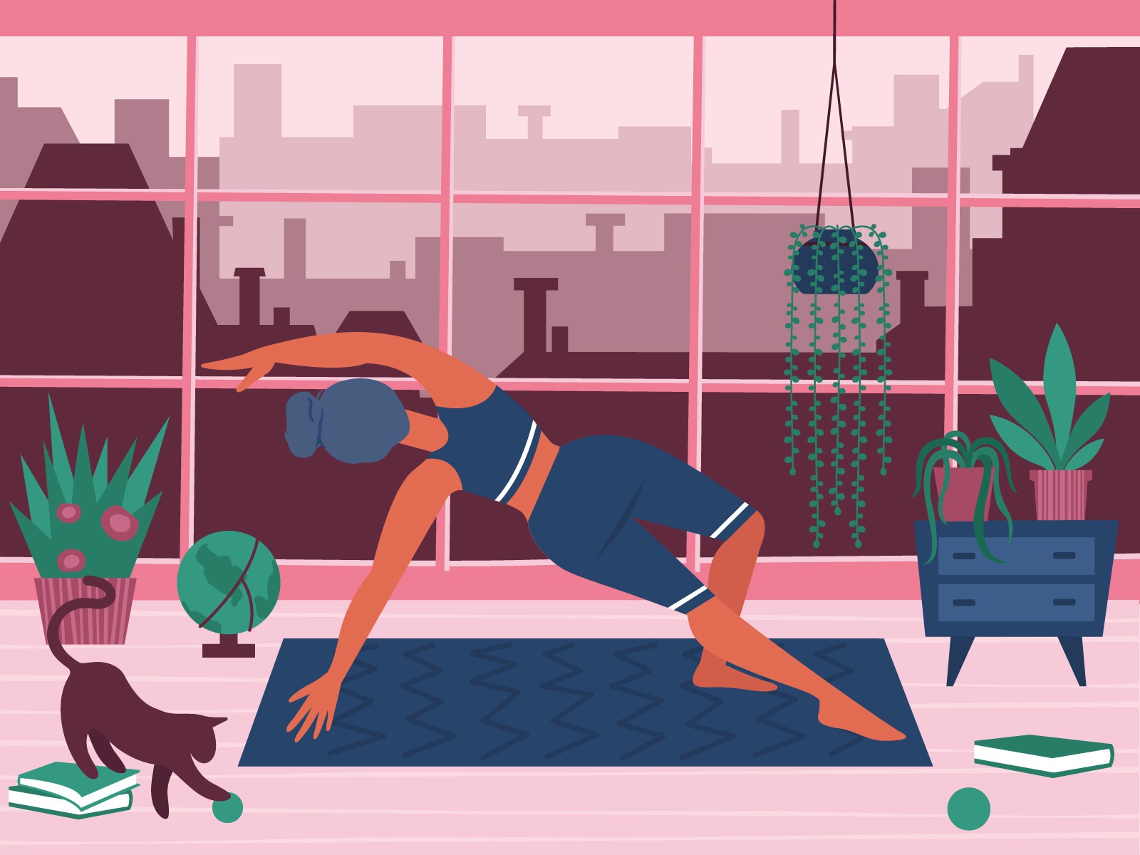 Yoga at home cartooning cartoon character design character illustrator.jpg