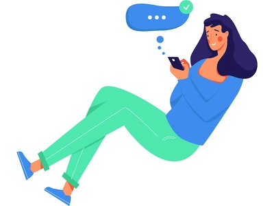 Call fly call draw girl woman flat character illustration design.webp