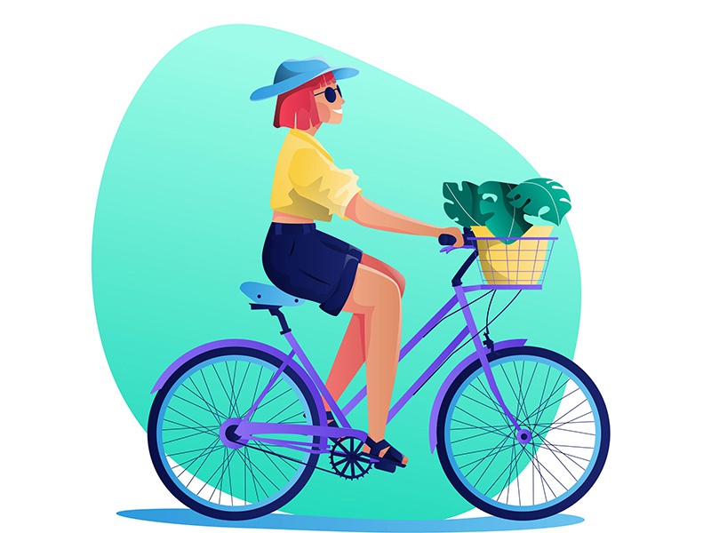 Biking red plants illustration hat hair girl design character biking b.jpg