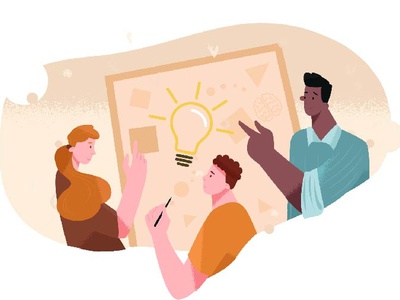Brainstorm worktime workspace work teamwork team colors vector charact.jpg
