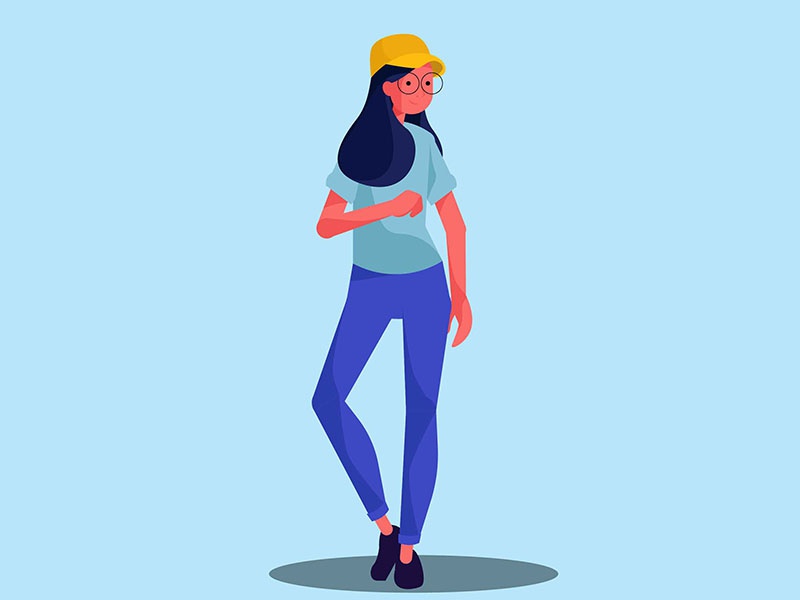 Character glasses cloth style design flat cap women girl illustration.jpg