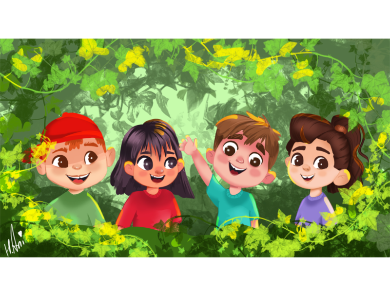 Children in the forest art adobephotoshop happyfaces children forest h.png