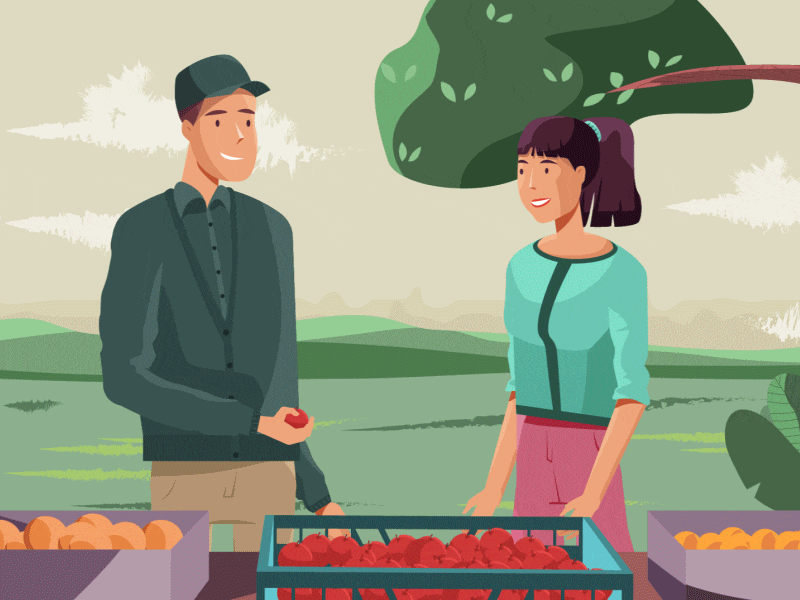 Conversation about the fruits fruit vector characters face tree flower.gif
