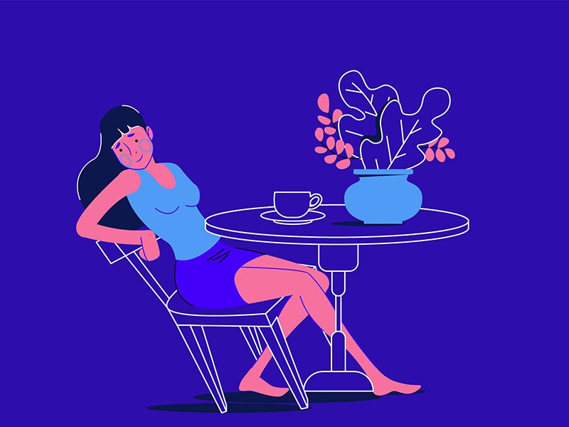 Drinking Tea chair table glass tea flowers girl.jpg