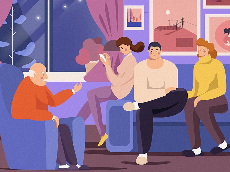 Enjoying family evening grandfather daughter mother father winter even.jpg