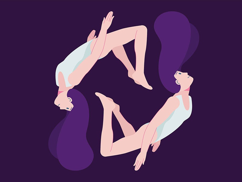 Falling art design flat illustration woman hair fly.jpg