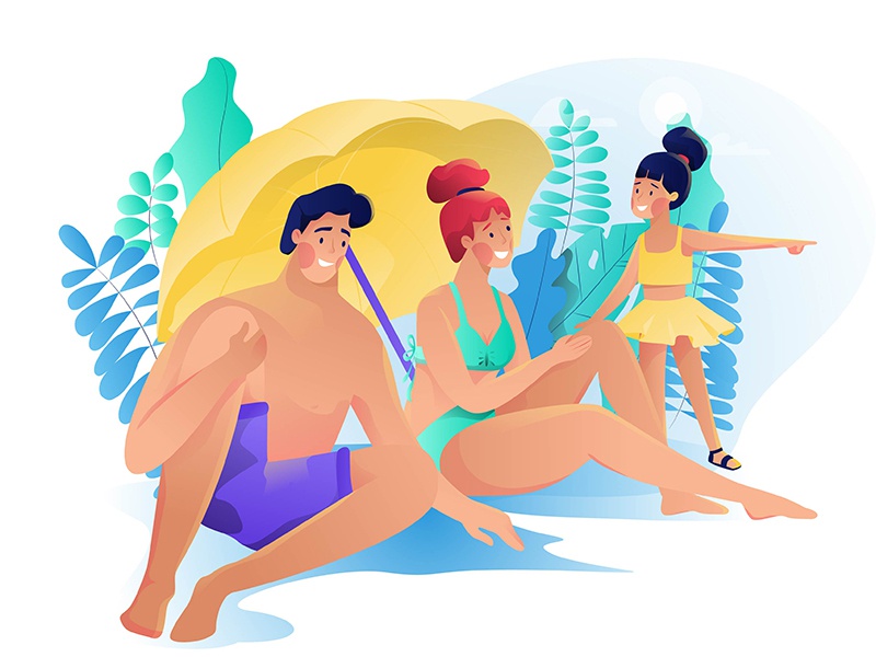 Family Holiday umbrella tropic plants sea summer happy love family hol.jpg