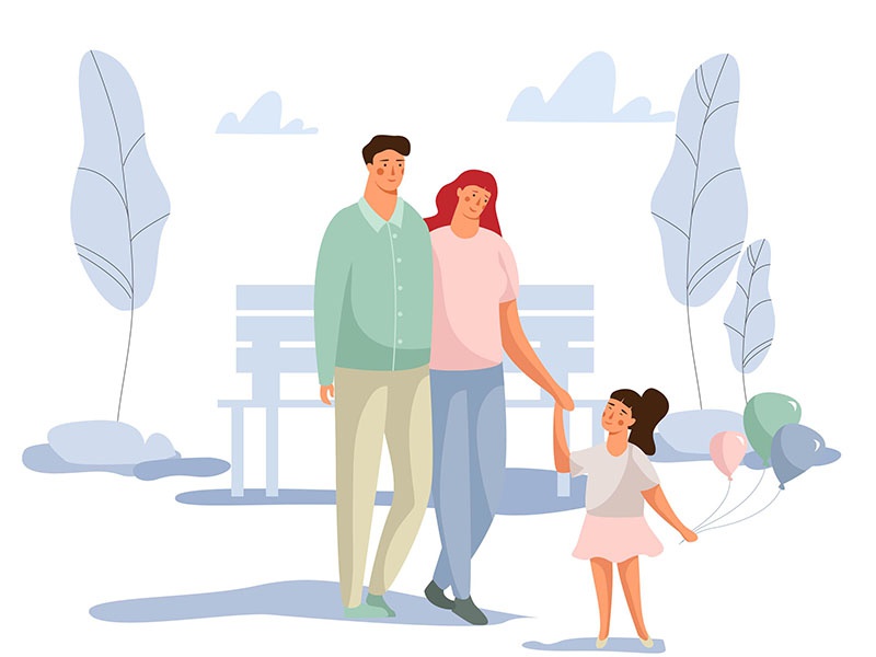 Family park plants walk family illustration design character.jpg