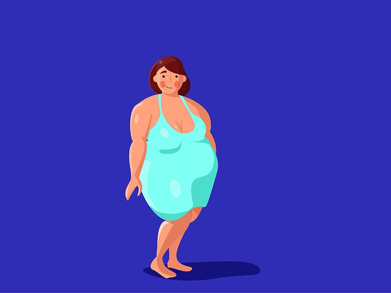 Fat Woman standing fat character cloth style design flat woman illustr.jpg
