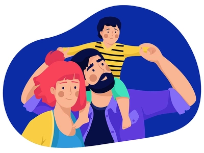 Life father mother son parents love family illustration design charact.webp