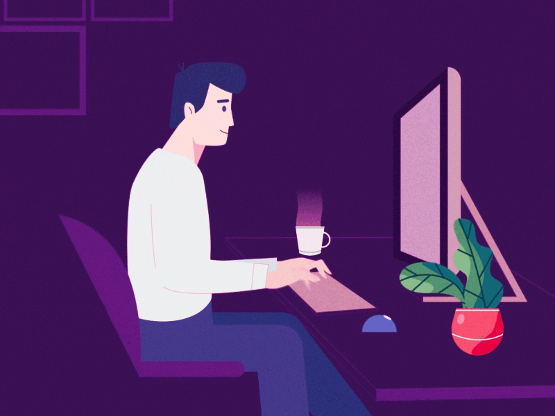 Man typing on a Keyboard typing keyboard motion design flat character.gif