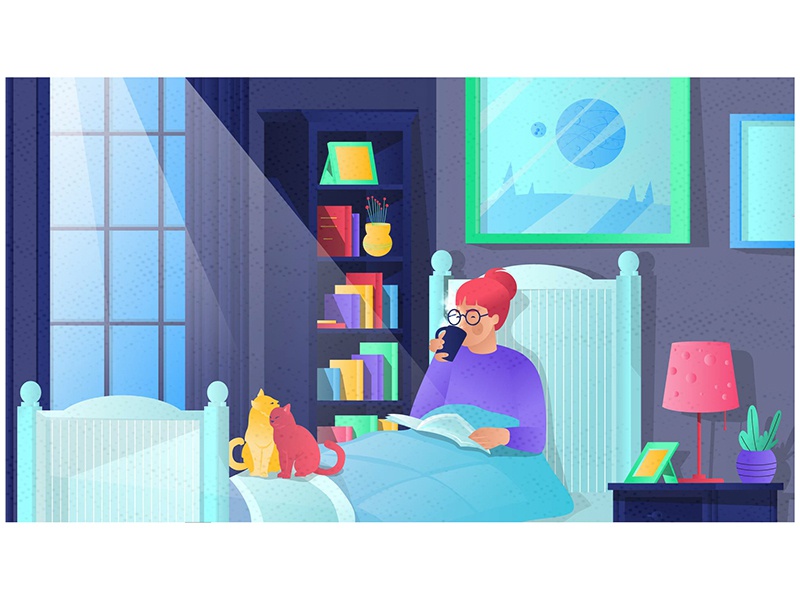 Morning tea love morning window light room cat illustration design cha.jpg
