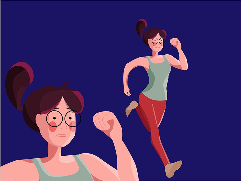 Runner illustration run woman blue flowers design flat girl.jpg