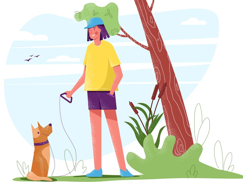 Simple Happiness cloud tree happy friends dog nature illustration desi.jpg