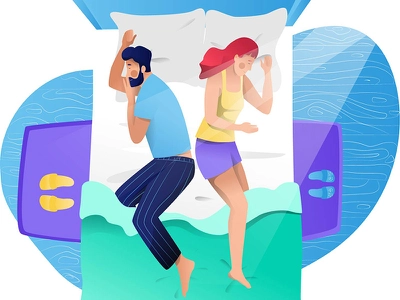 Sleep relax lie bed sleep love family illustration design character.webp