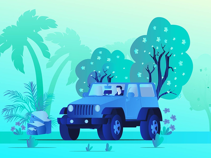 Spring tree palm nature driver plant flower spring draw car illustrati.jpg