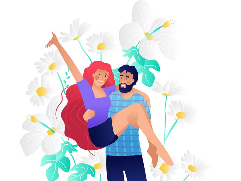 Spring fkowerl love hair red hugs plants colors girl illustration desi.jpg