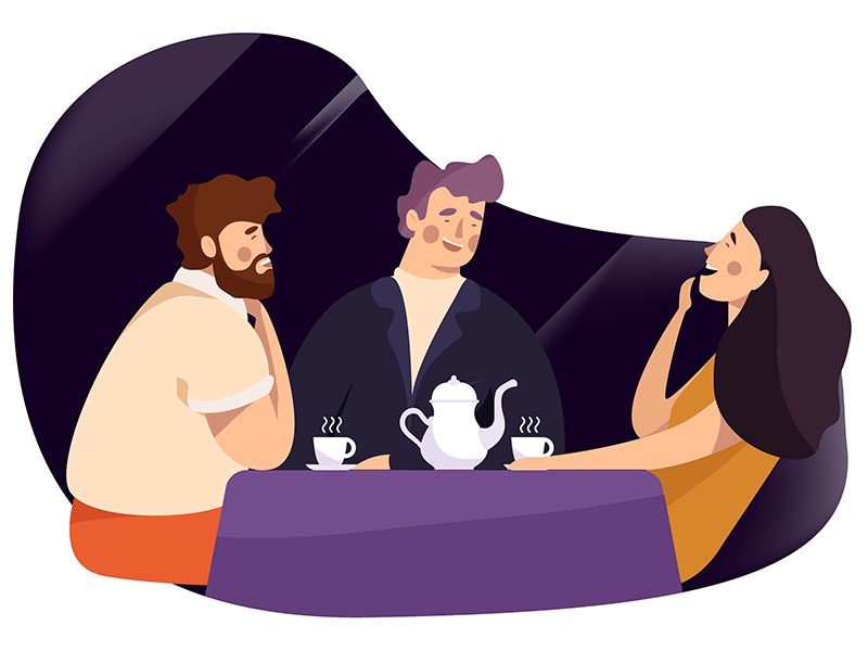 Tea Time flat illustration time happy family tea design character.jpg